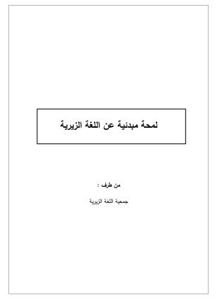 تحميل وقراءة كتاب لمحة مبدئية عن اللغة الزيرية تأليف محمد أمين ميلود سليماني pdf مجانا